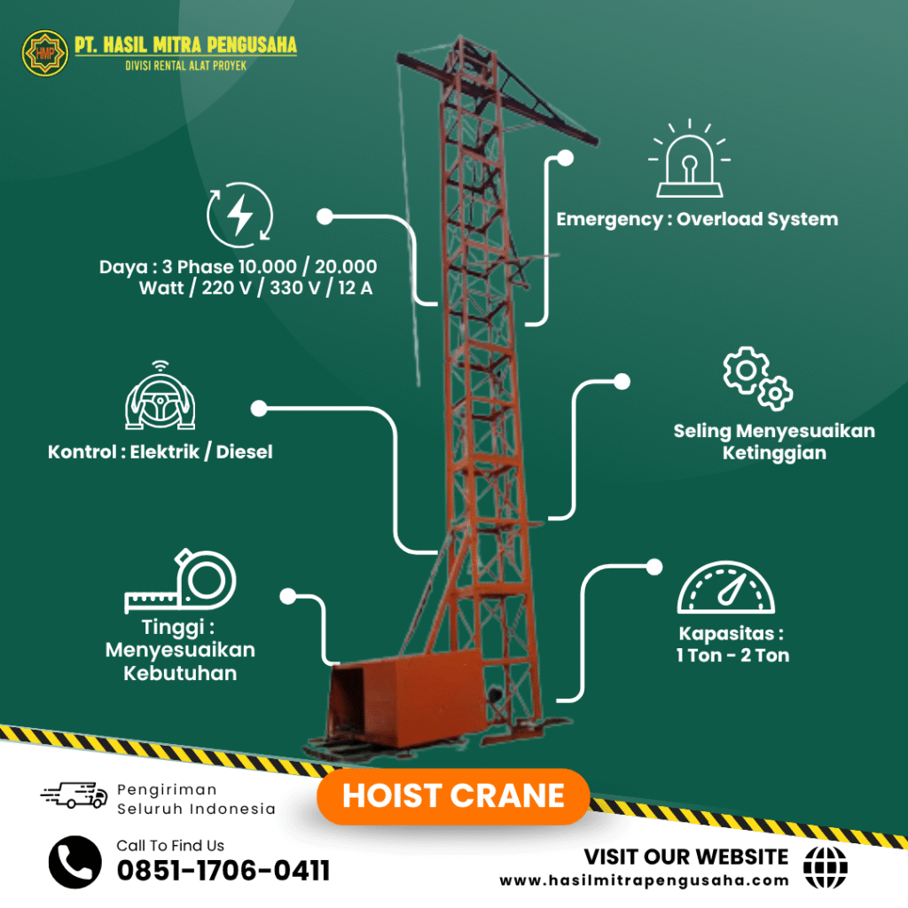 Sewa Hoist Crane 1 - 4 Ton untuk Proyek Seluruh Indonesia