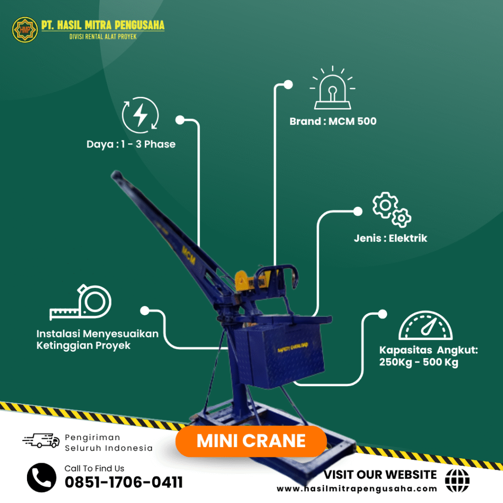 Sewa Mini Crane 1 Ton untuk Proyek Seluruh Indonesia