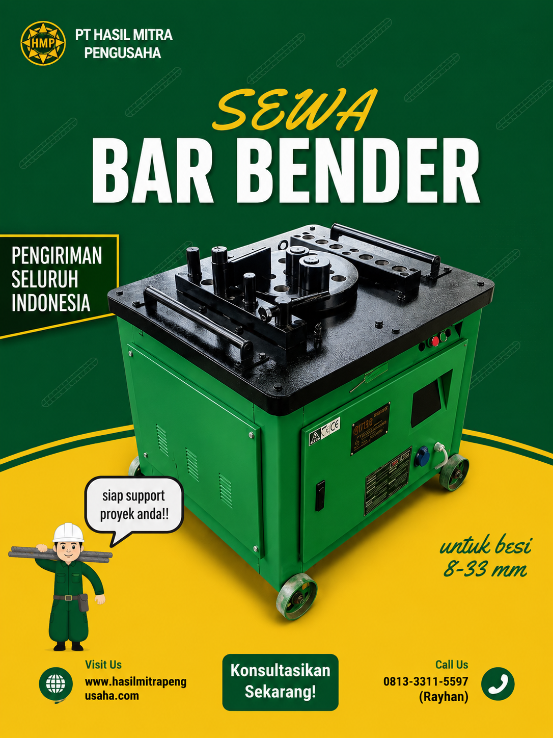 Sewa Unit Bar Bender Banjarmasin 8-33 mm