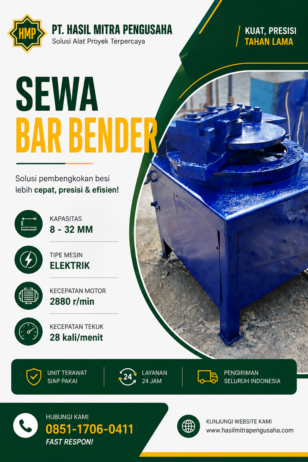 Sewa Bar Bender Banyumas 8-32 MM PT Hasil Mitra Pengusaha